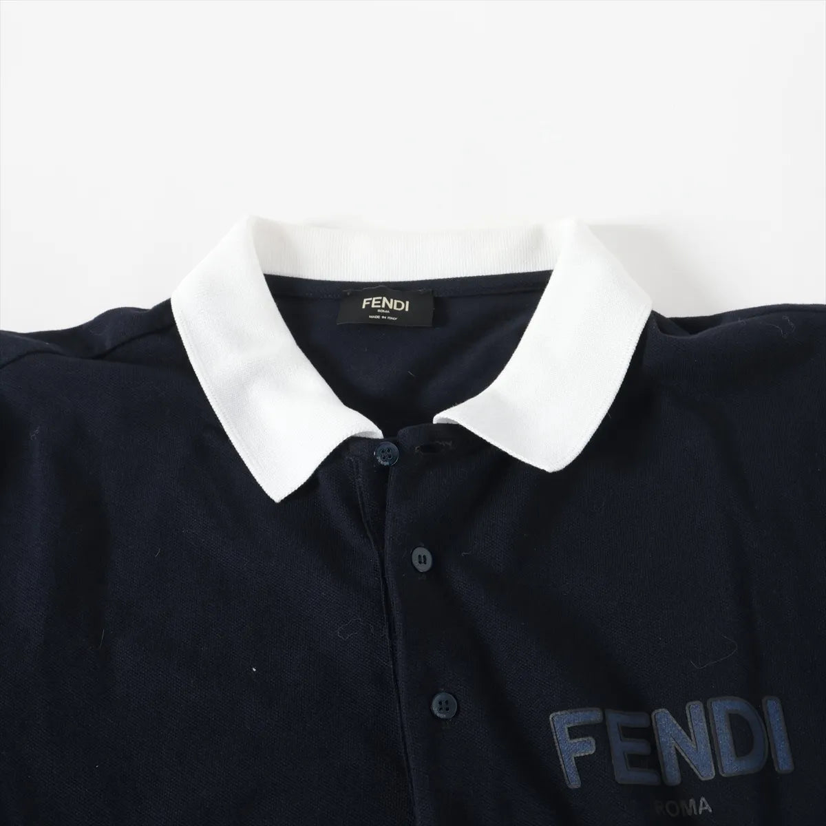 Fendi Cotton Polo Shirt Navy x White
