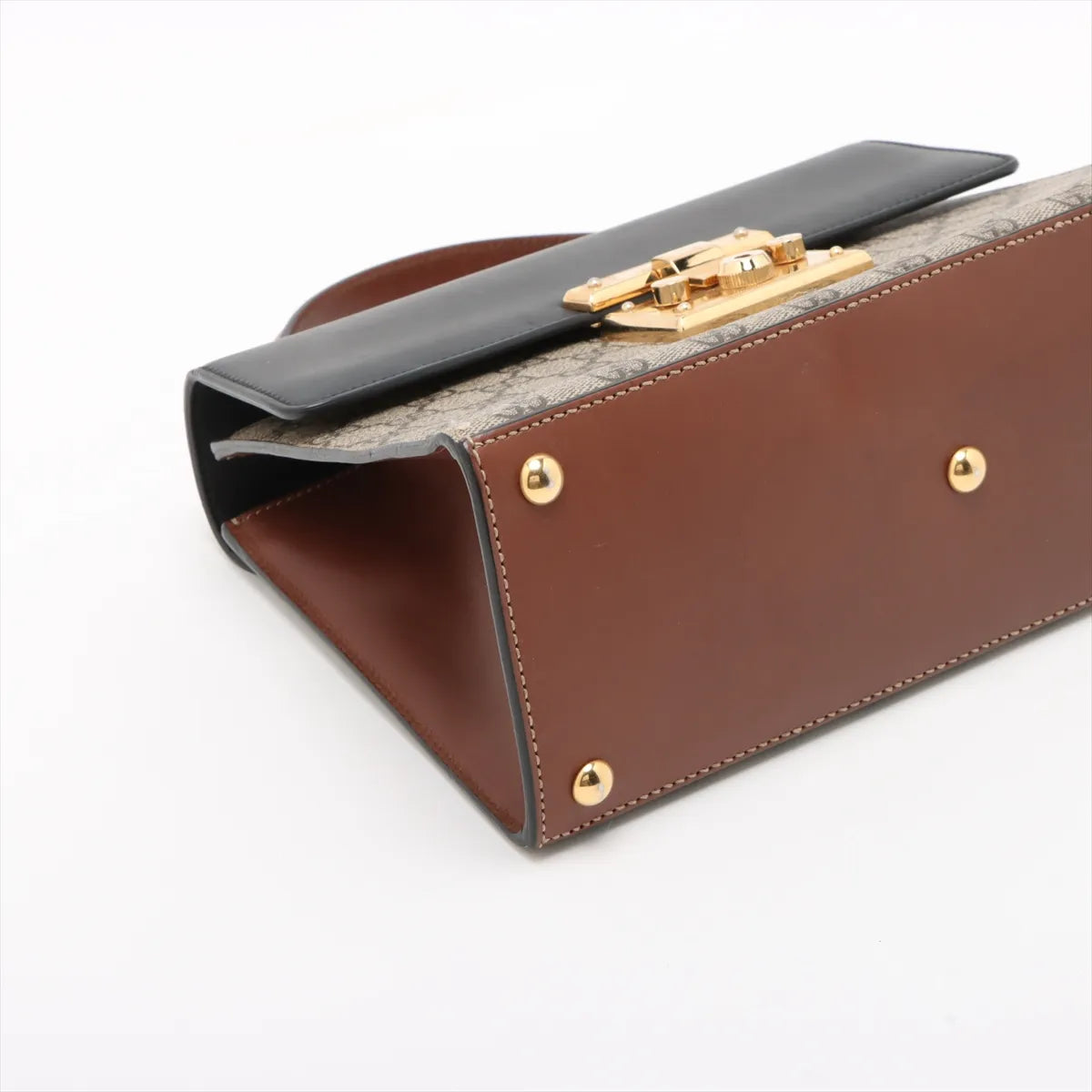 Gucci GG Supreme Leather Two-Way Shoulder Bag Brown x Black