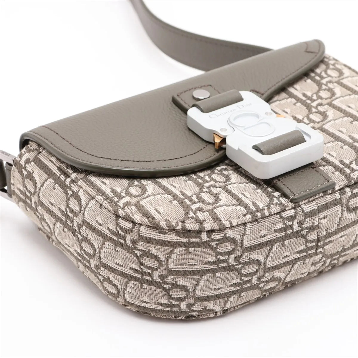 Christian Dior Oblique Saddle Mini Canvas Leather Messenger Bag Khaki