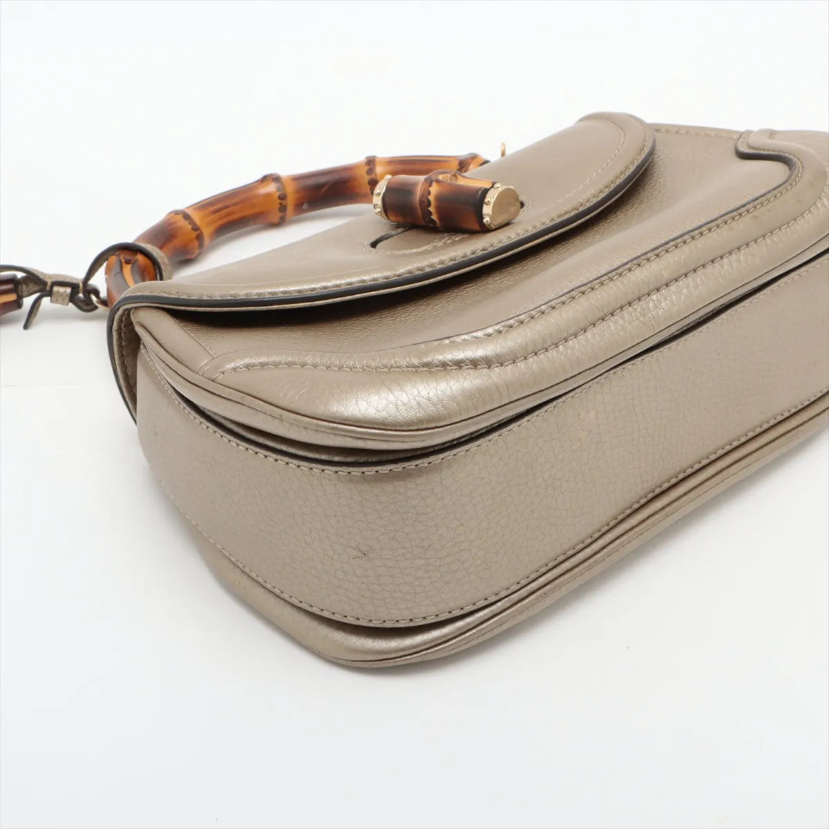 Gucci New Bamboo Leather Handbag Gold