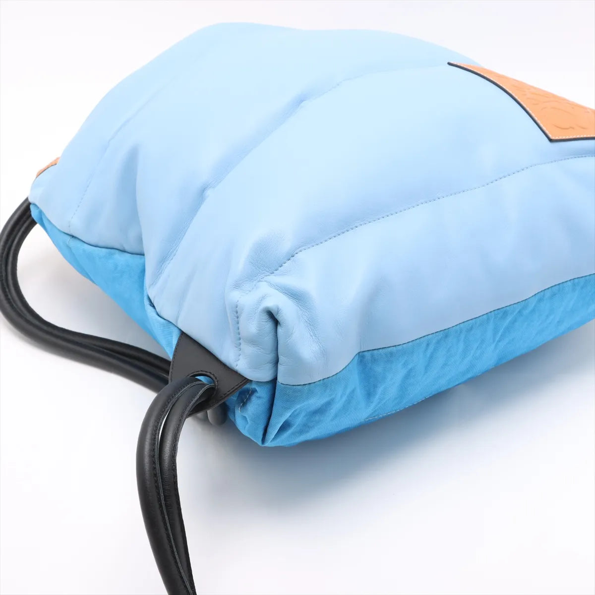 Loewe Puffy Yago Leather x Nylon Backpack Blue x Brown