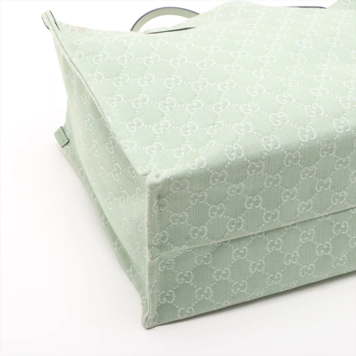 Gucci GG Logo Denim Tote Bag Green