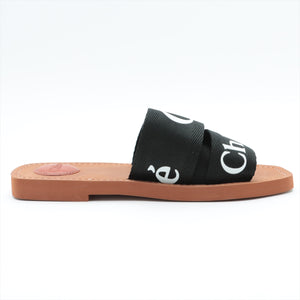 Chloe Woody Flat Mule Slides Black