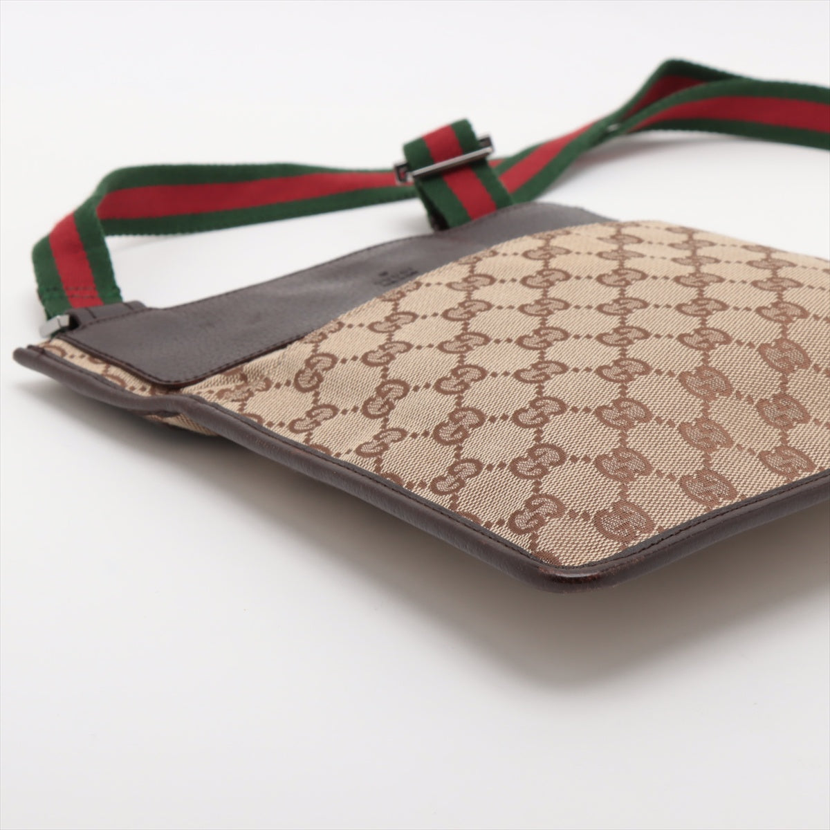 Gucci Web GG Canvas Leather Shoulder Bag Brown