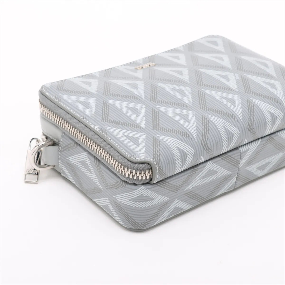 Christian Dior CD Diamond Leather Shoulder Bag Gray