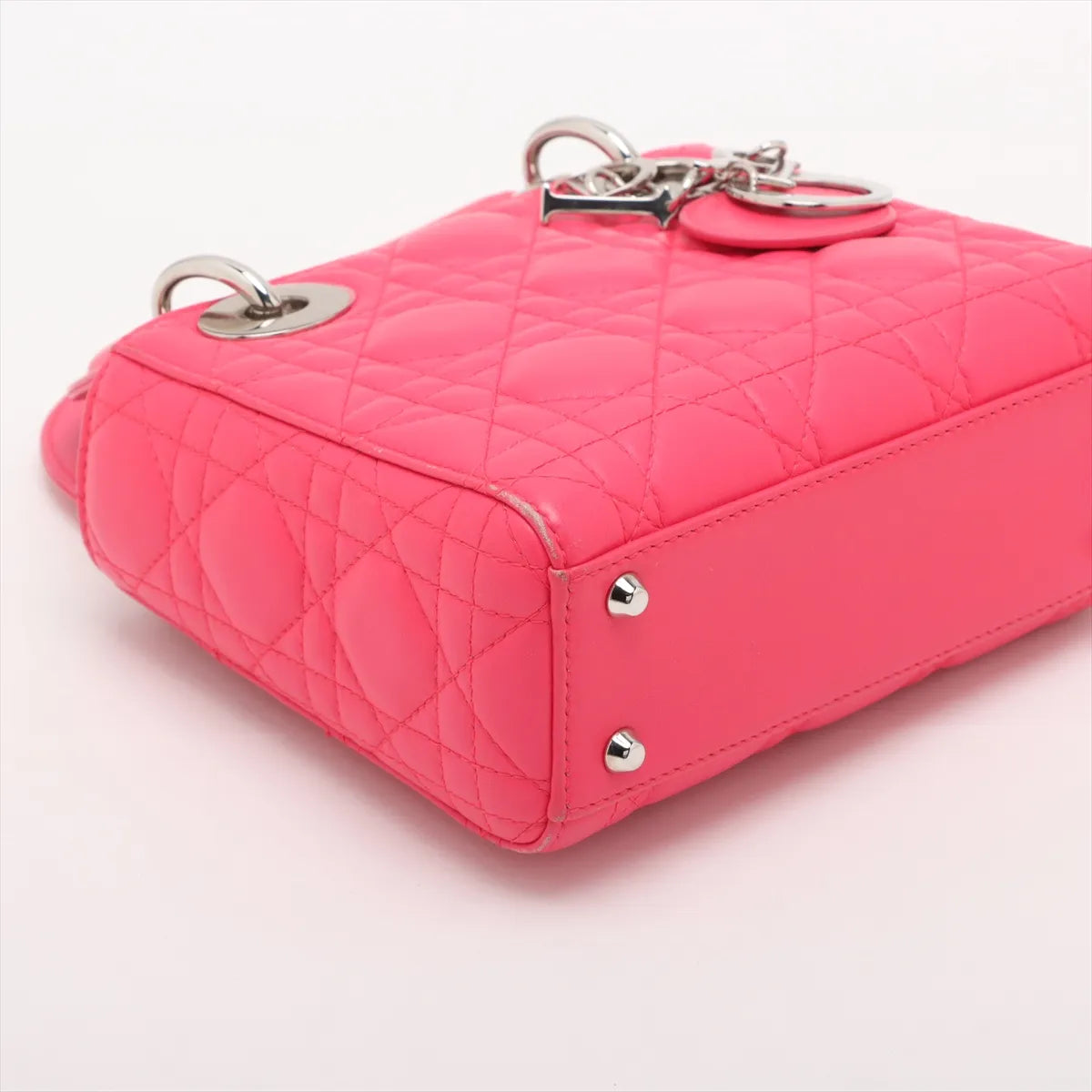Christian Dior Lady Dior Mini Cannage Leather Two-Way Handbag Hot Pink