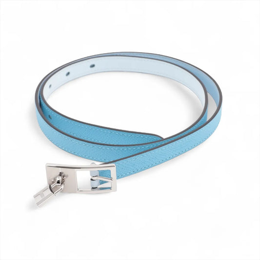 Hermès Lucky 15 Reversible Cadena Lock Leather Belt Blue