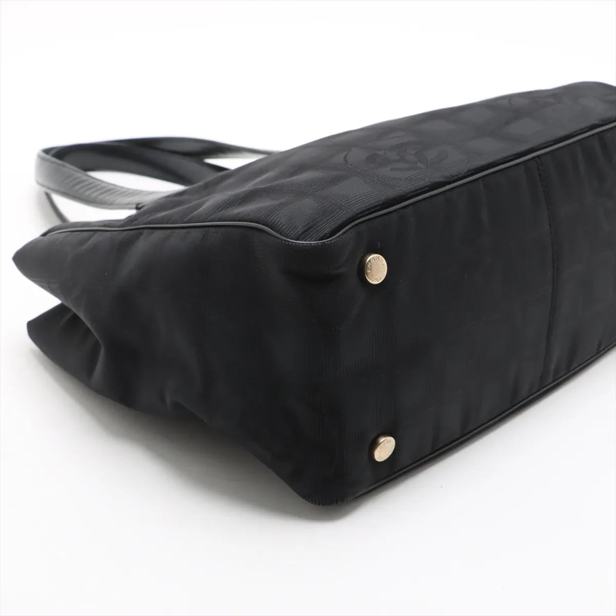 Chanel CC Logo New Travel Line Nylon Leather Tote Bag Black