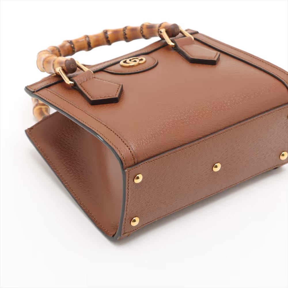 Gucci Bamboo Diana Leather Two-Way Handbag Brown