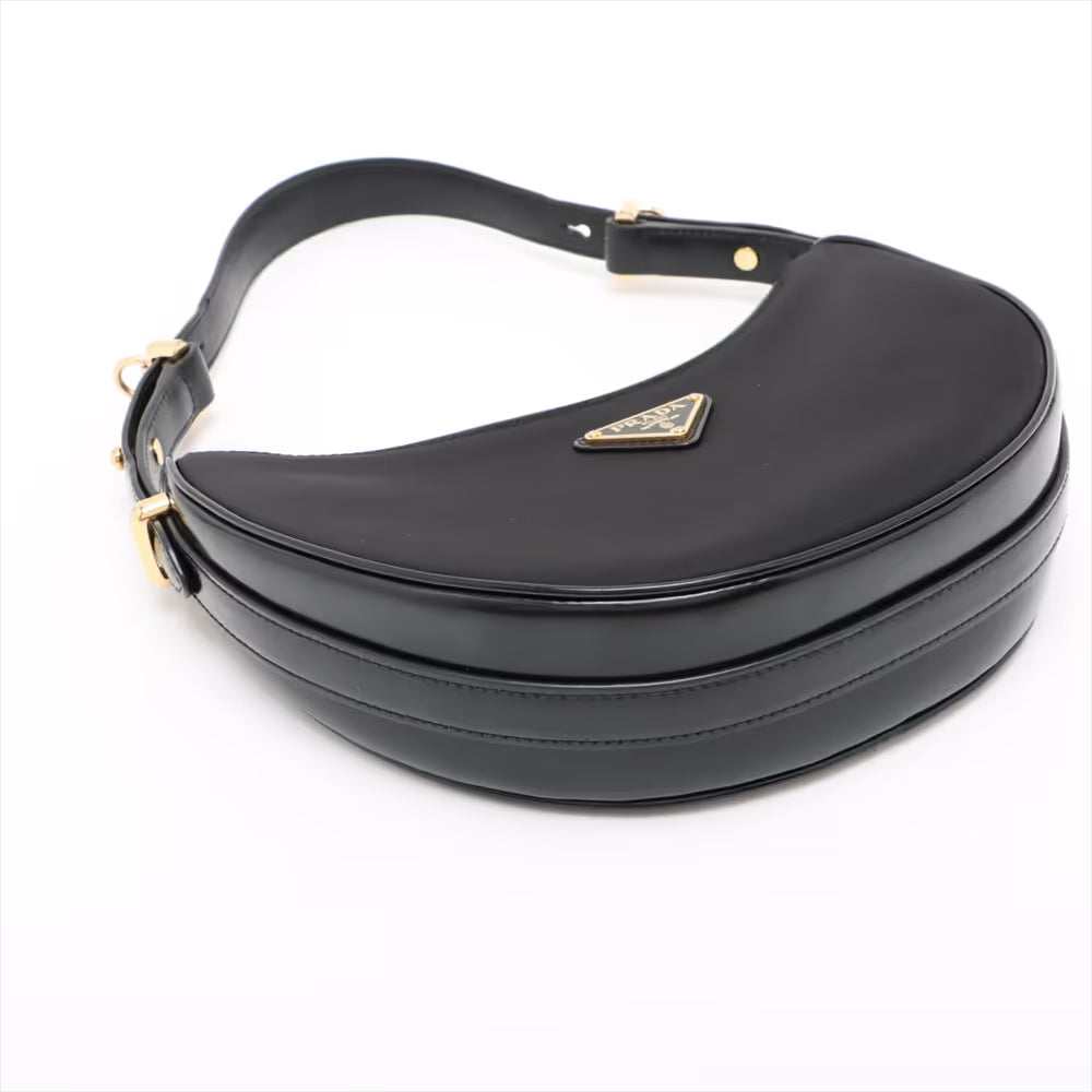 Prada Tessuto Arque Nylon Leather Two-Way Shoulder Bag Black
