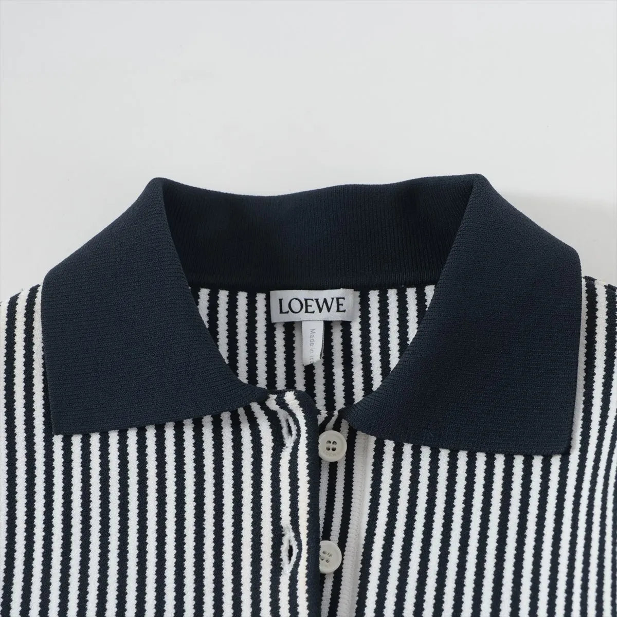 Loewe Polyester × Rayon Knit Dress White x Navy
