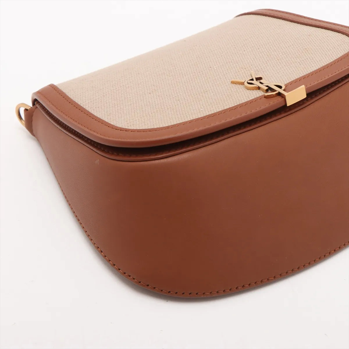 Saint Laurent Paris Voltaire Mini Canvas Leather Shoulder Bag Beige×Brown