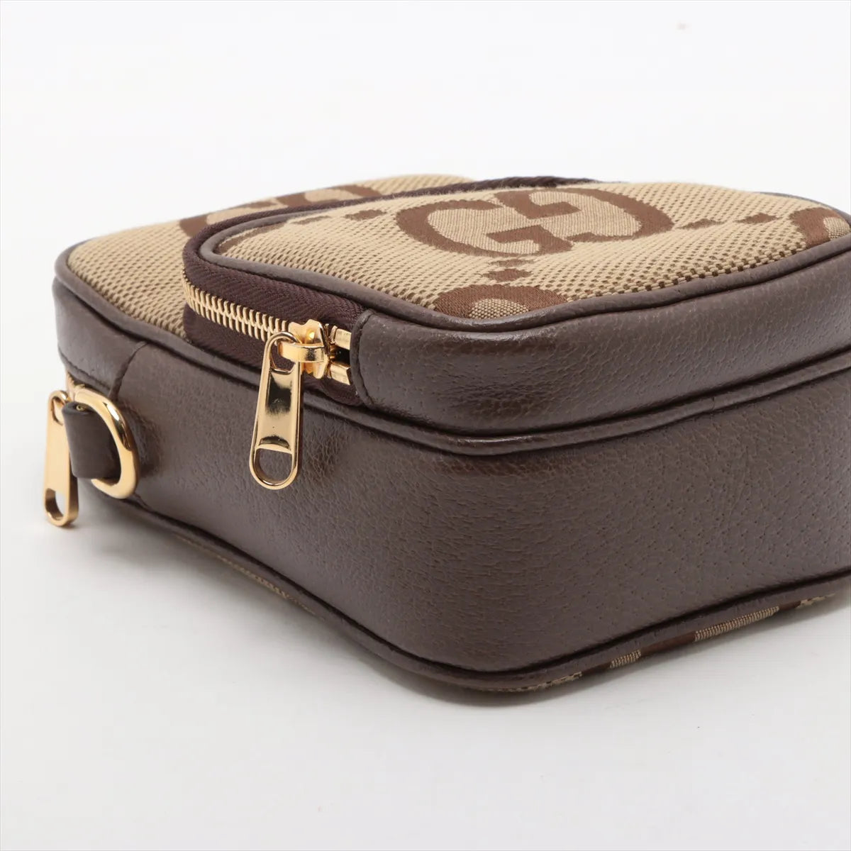 Gucci Jumbo GG Canvas Leather Shoulder Bag Beige