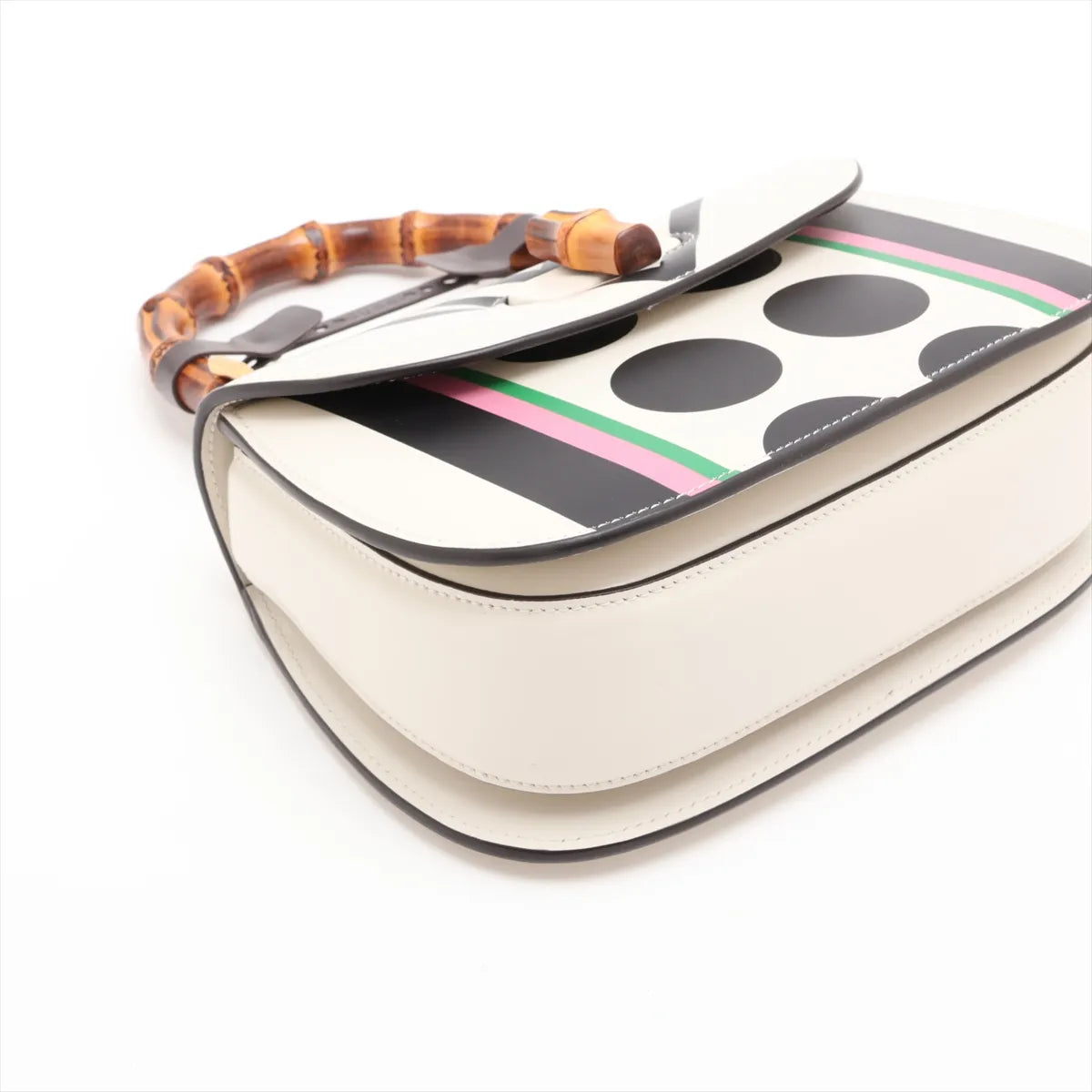 Gucci Bamboo 1947 Leather Two-Way Handbag White x Multicolor