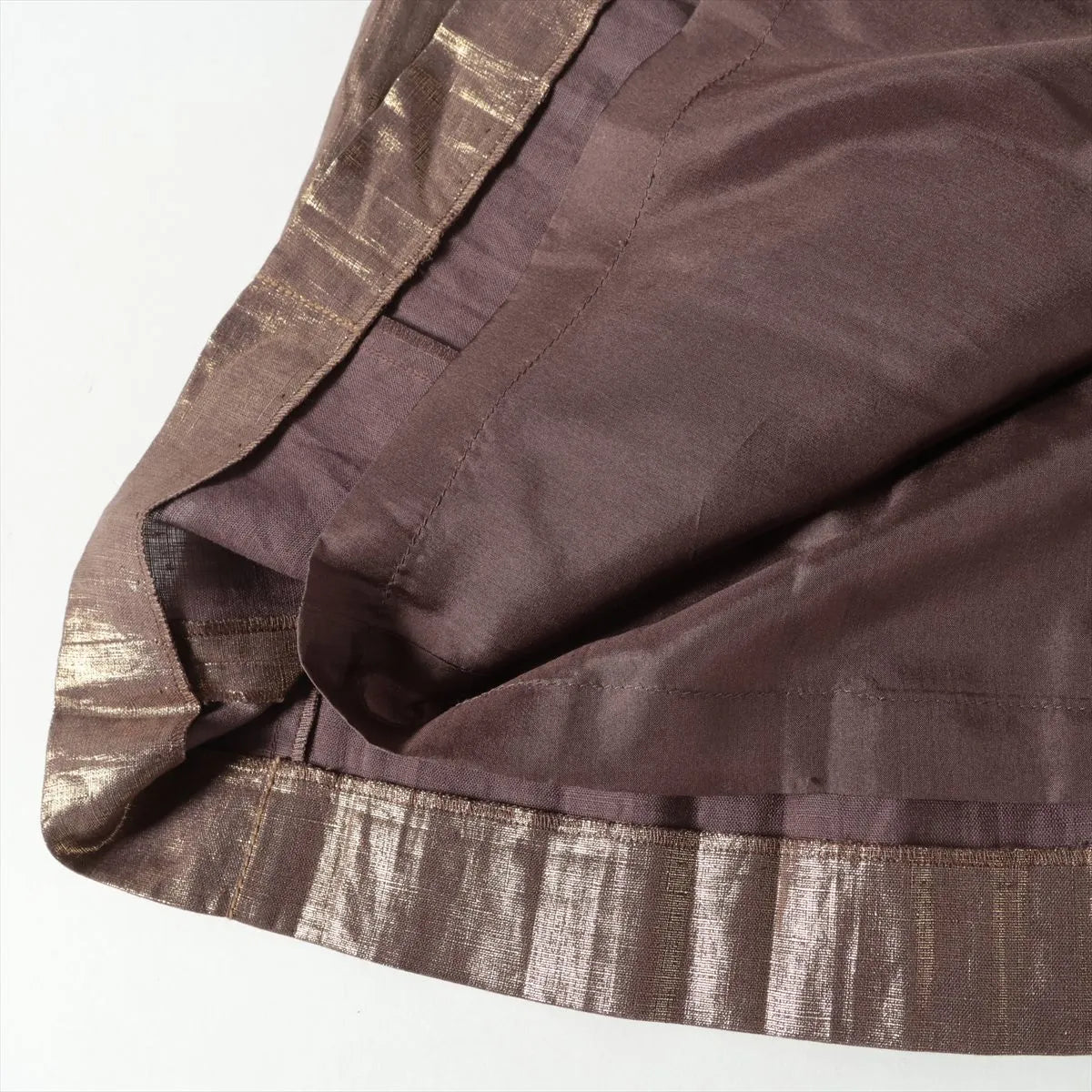 Christian Dior Linen Skirt Brown x Metallic Gold
