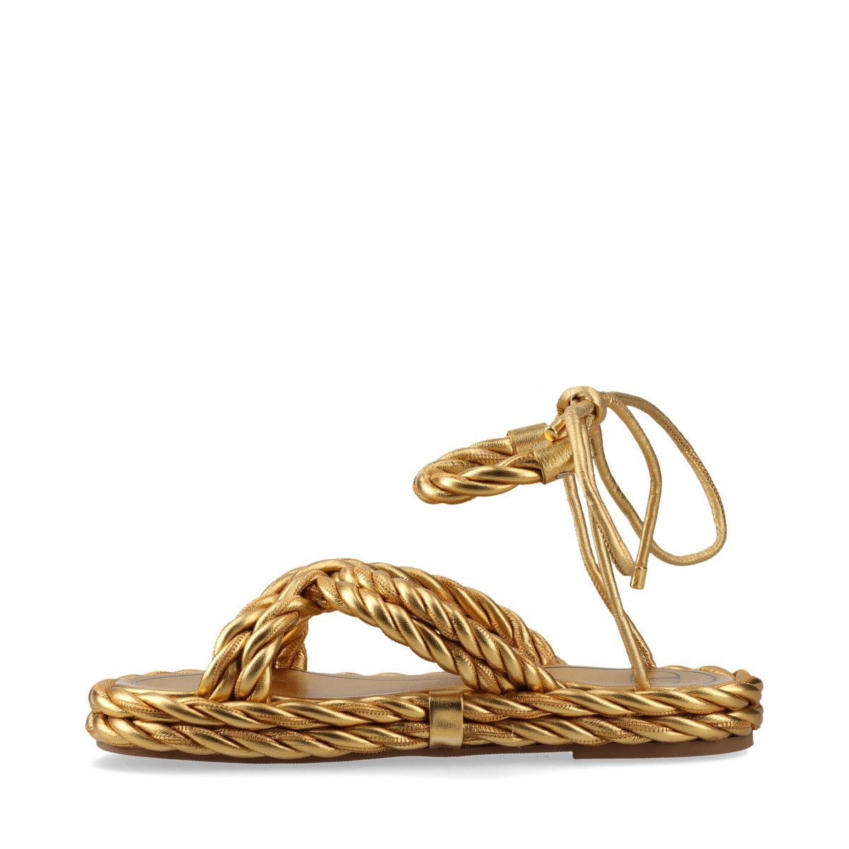 Valentino Garavani Patent Leather Twist Criss Cross Sandal Gold