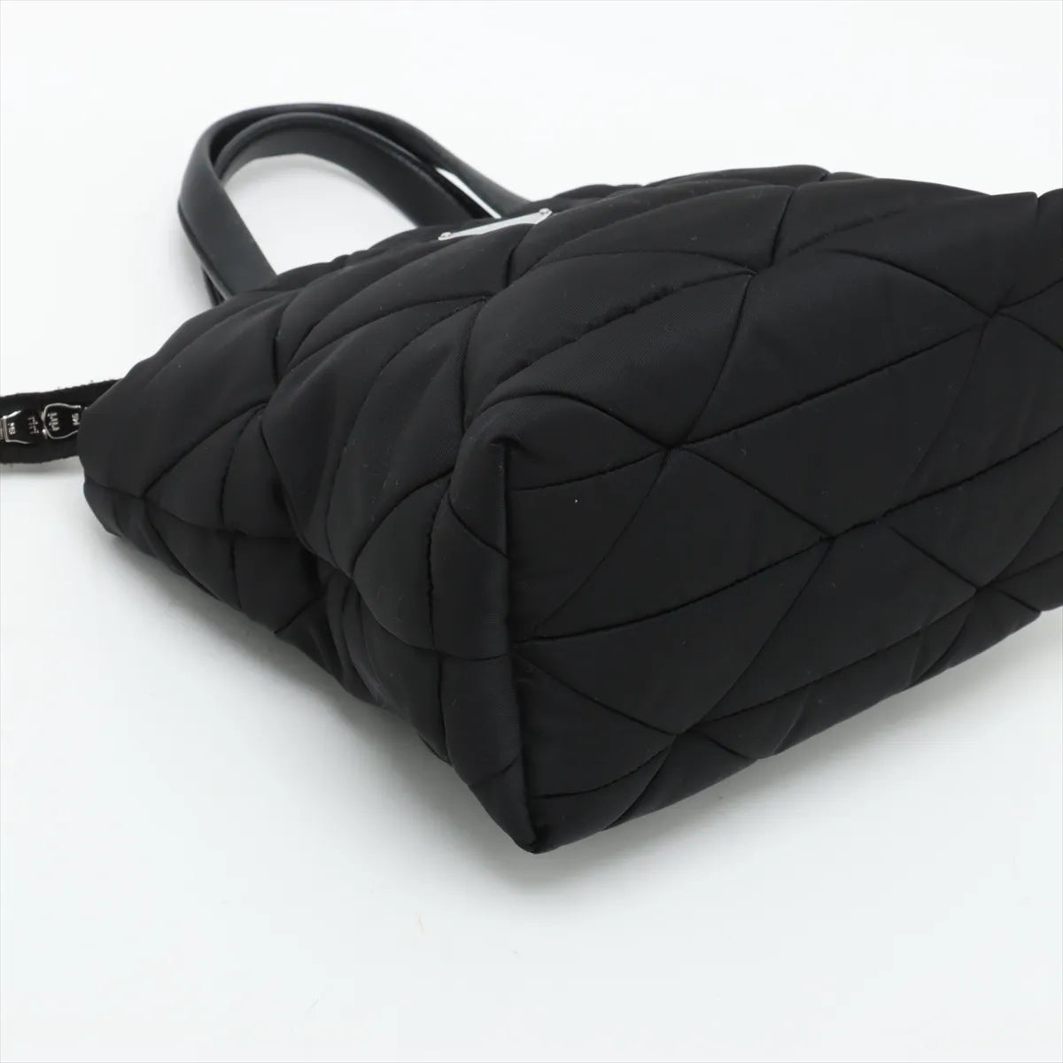 Prada Tessuto Matelasse Nylon Leather Two-Way Tote Handbag Black