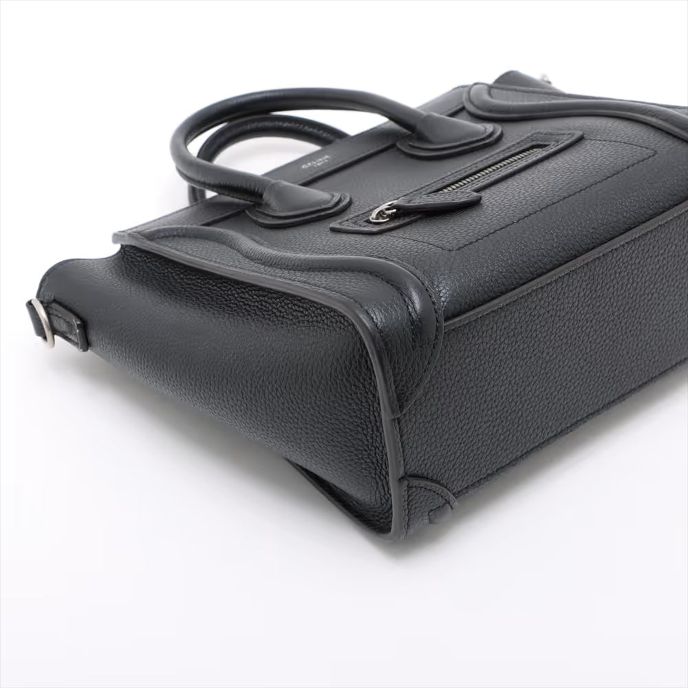 Celine Luggage Nano Shopper Leather Two-Way Handbag Black
