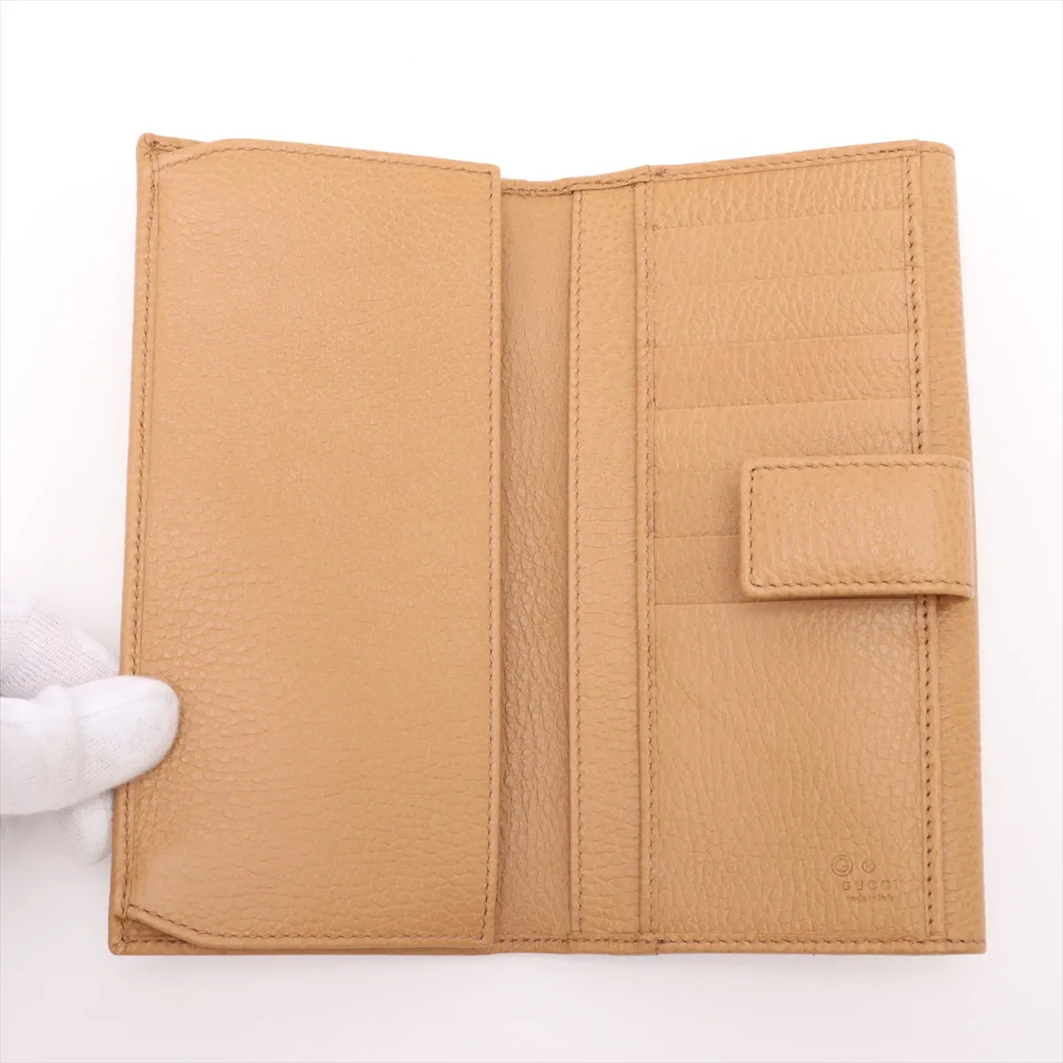 Gucci GG Logo Sukey Leather Long Wallet Light Brown