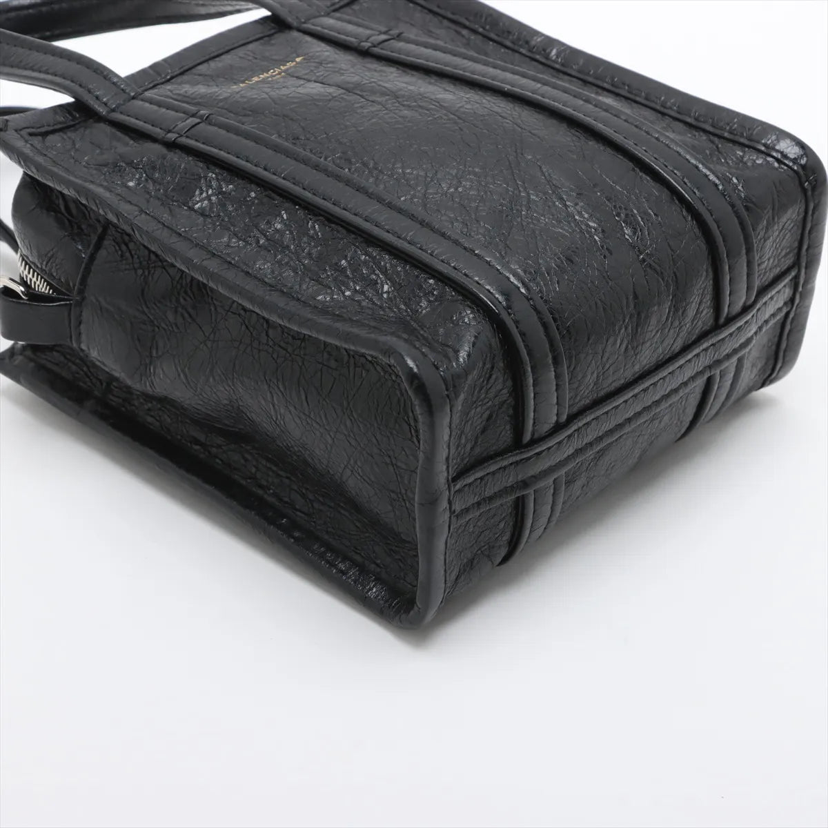 Balenciaga Bazar Shopper XXS Leather Two-Way Handbag Black