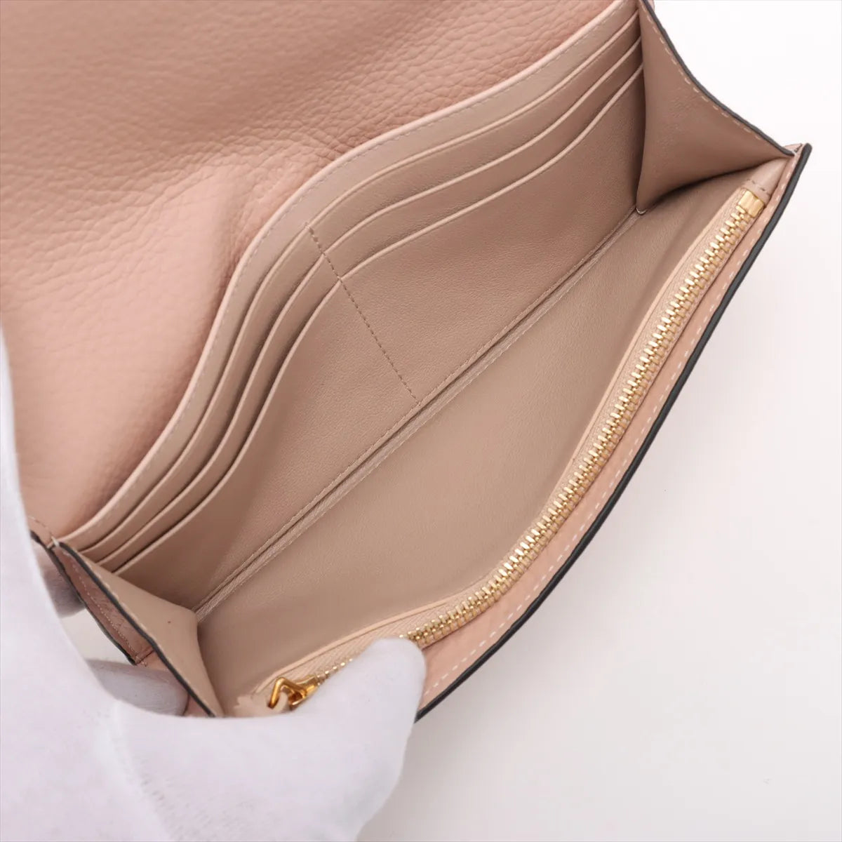 Chloe Alphabets Leather Long Wallet Pink