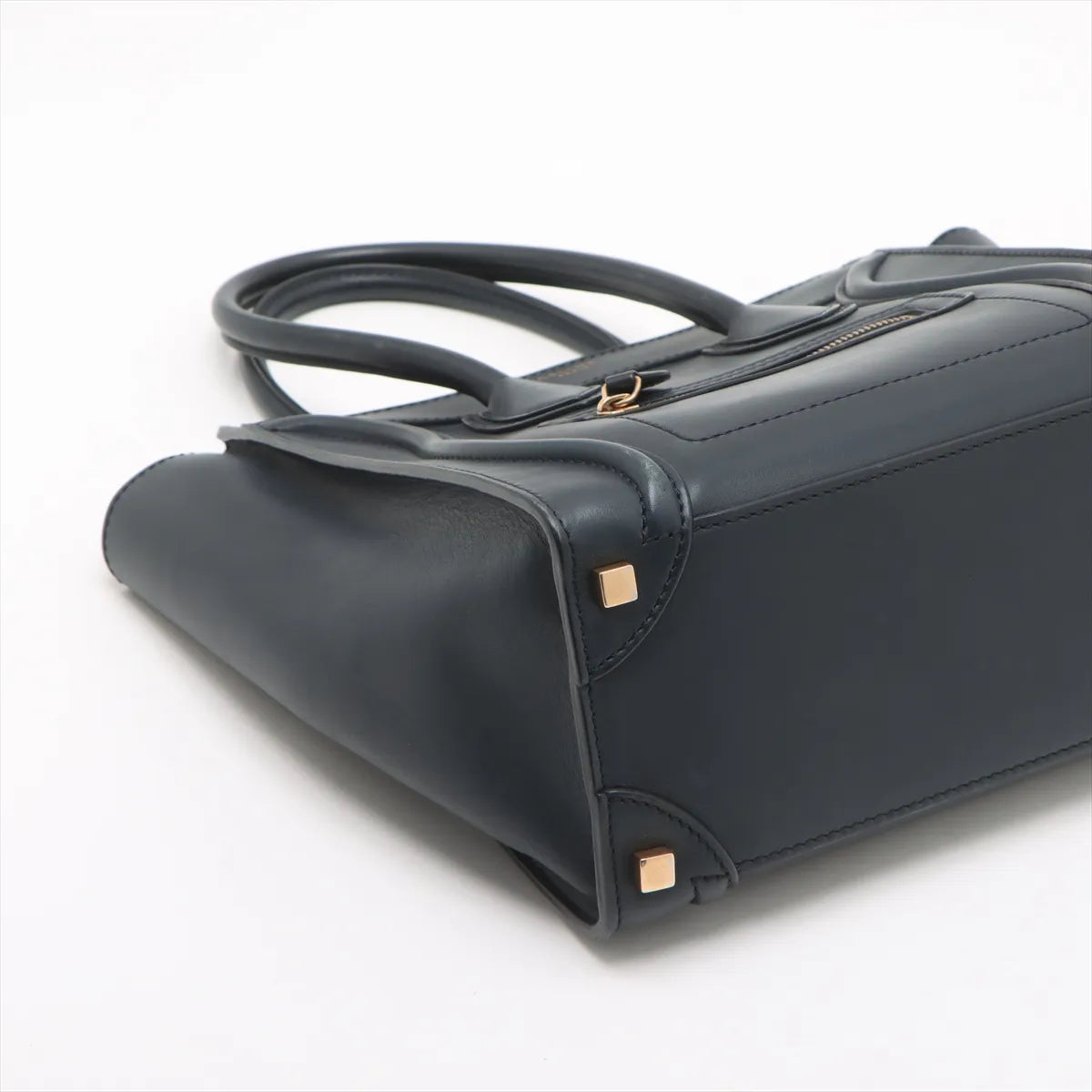 Celine Luggage Micro Shopper Leather Hand bag Navy Blue