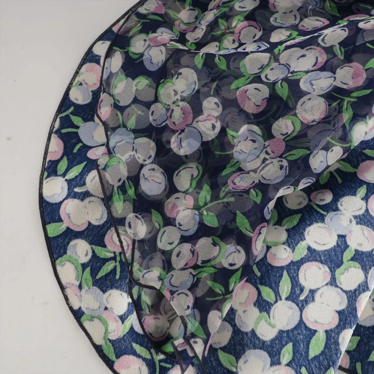 Louis Vuitton Floral Silk Acetate Skirt Navy Blue