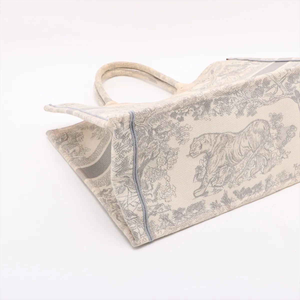 Christian Dior Toile De Jouy Embroidery Book Tote Large Gray