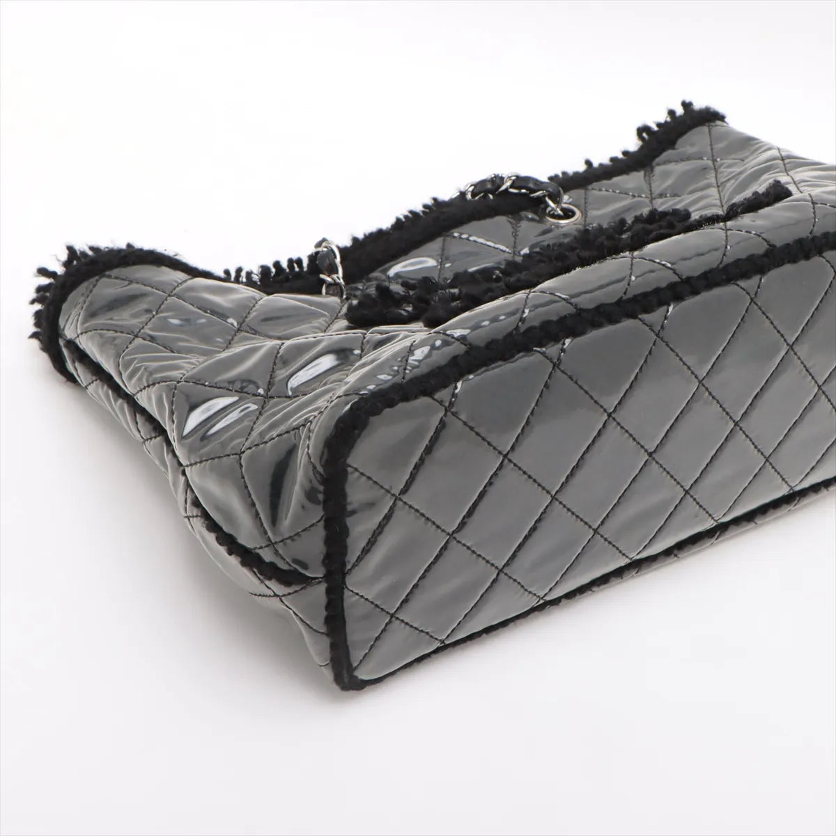 Chanel Matelasse Vinyl x Boa Chain Tote Bag Black