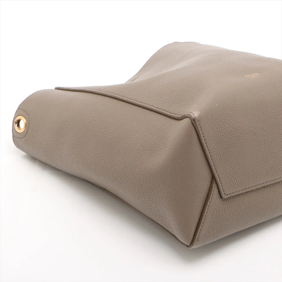 Celine Sangle Leather Small Bucket Shoulder Bag Beige