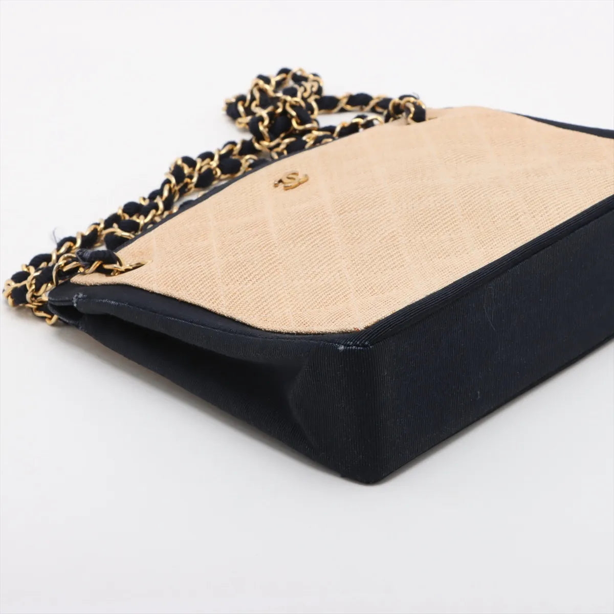 Chanel CC Logo Matelasse Straws x Nylon Chain Tote Bag Beige