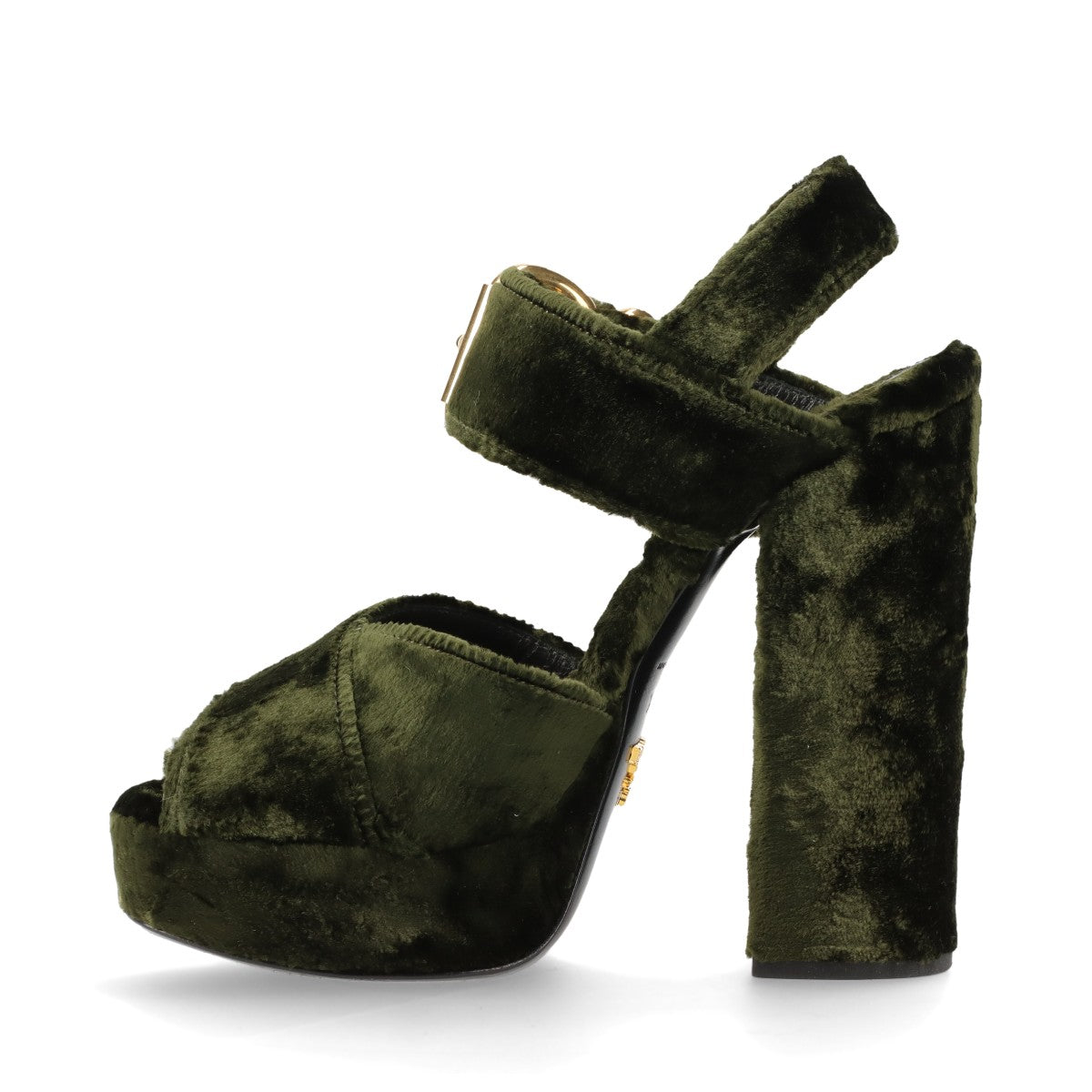 Prada Velour Leather Block Sandal Khaki