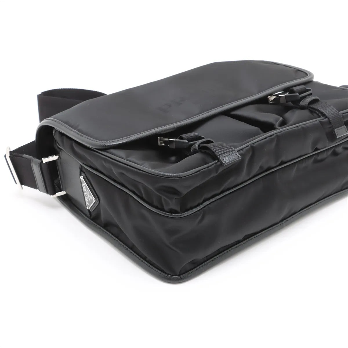 Prada Tessuto Nylon Leather Shoulder Bag Black