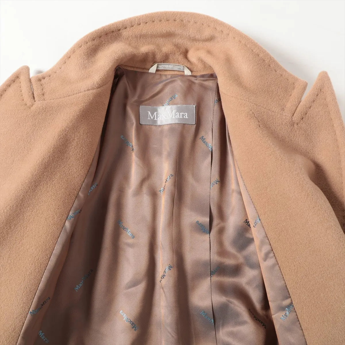 Max Mara Wool Long Belted Coat Beige