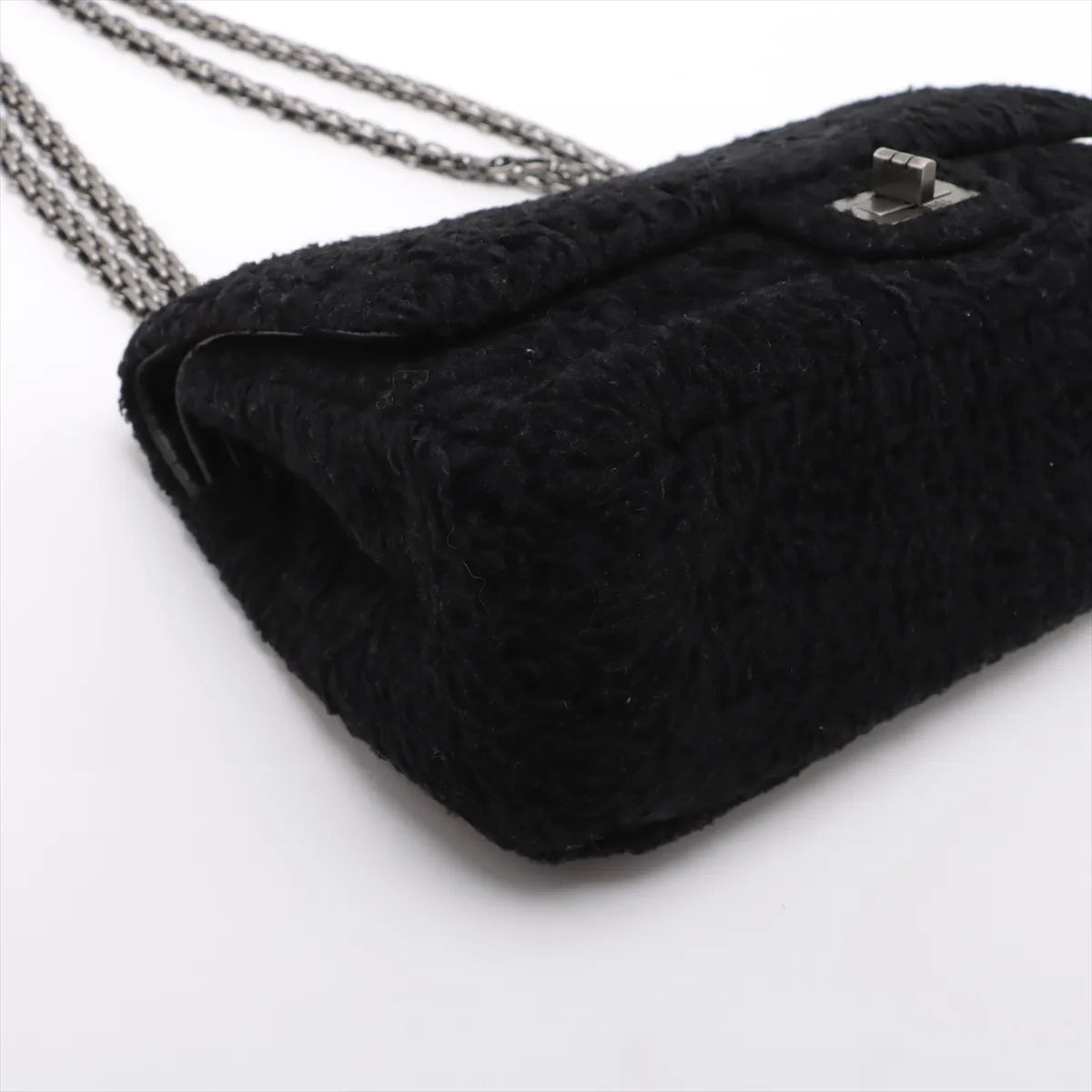 Chanel 2.55 Velour Double Flap Double Chain Bag Black