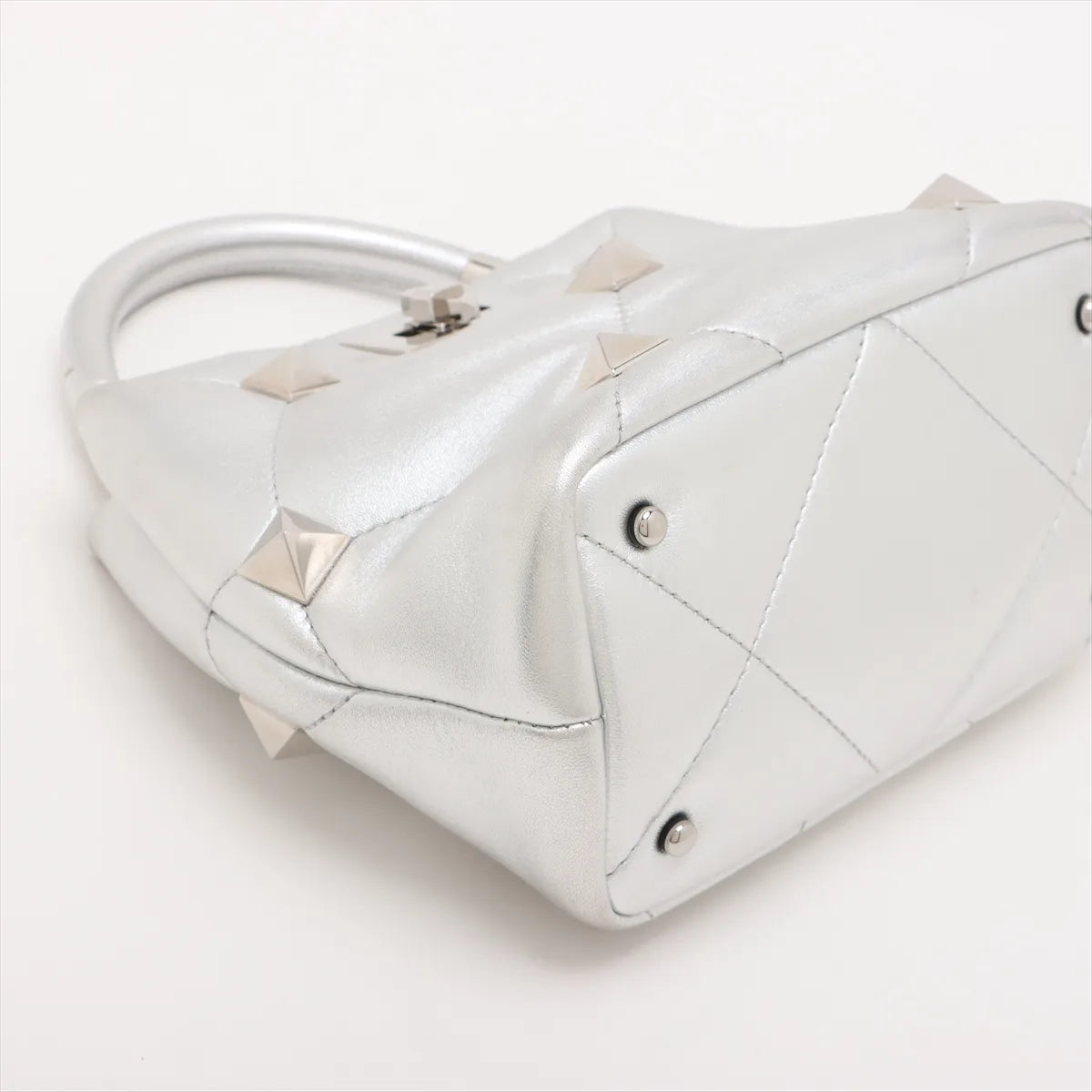 Valentino Garavani Rockstud Two-Way Shoulder Bag Metallic Silver