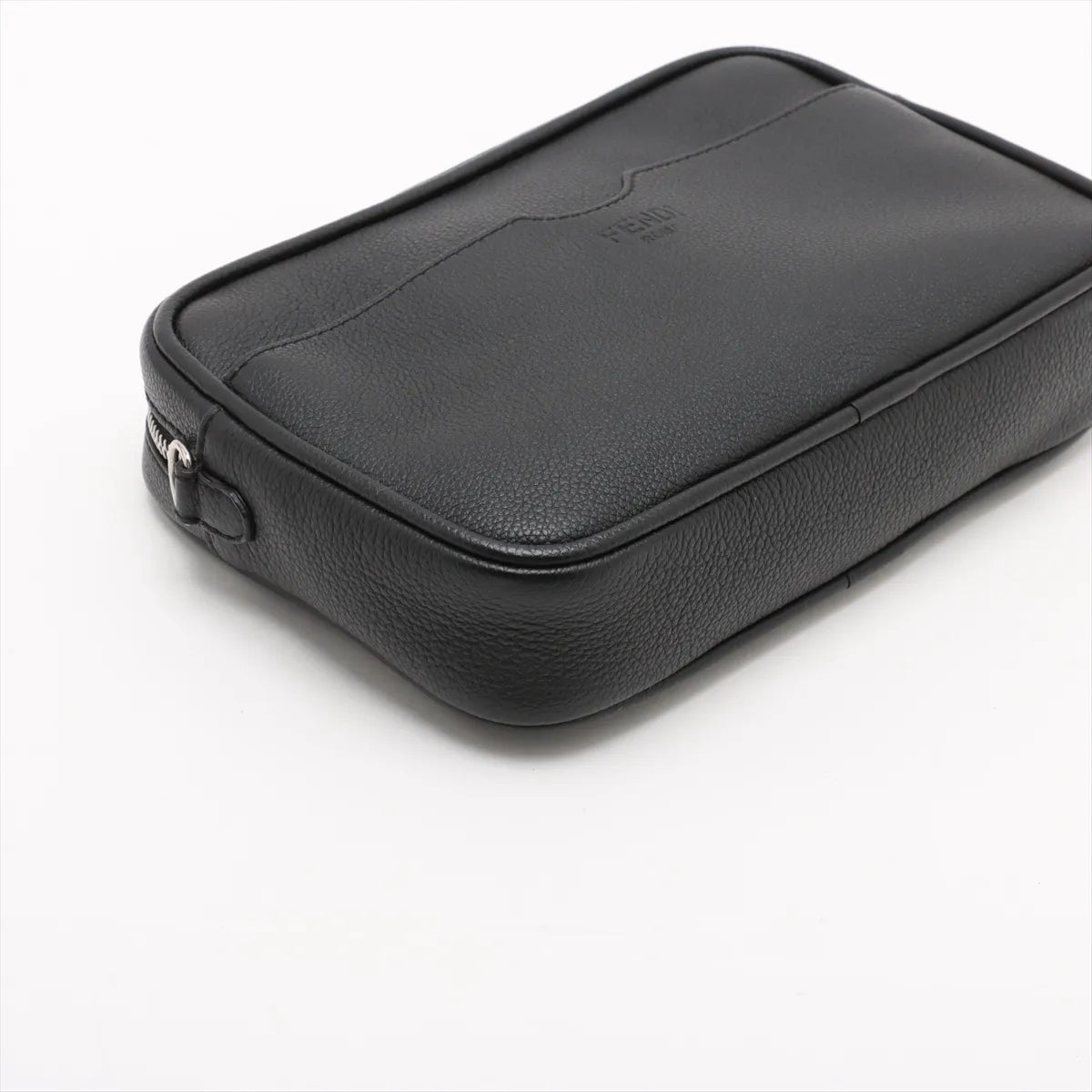 Fendi Logo Medium Leather Camera Bag Black