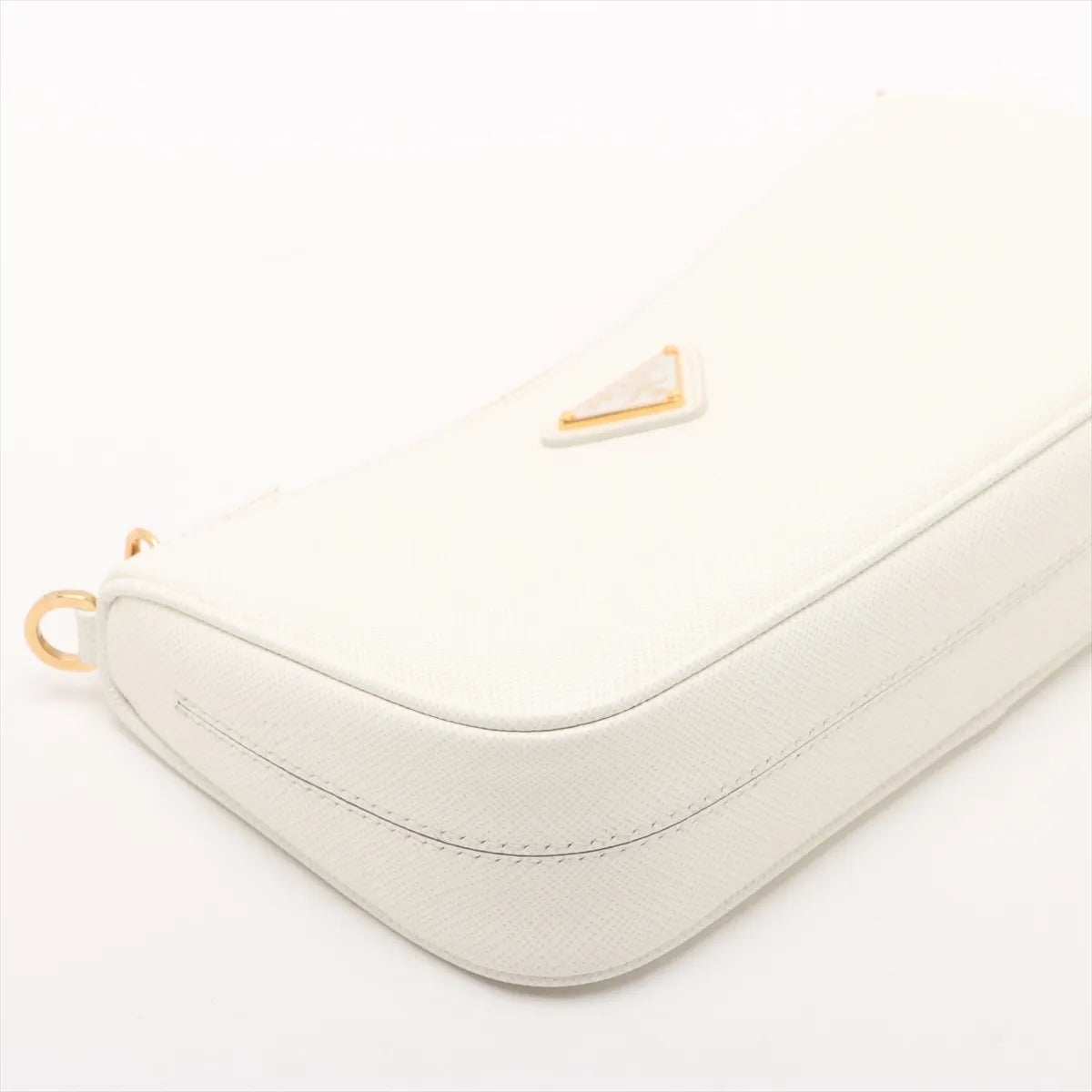 Prada Saffiano Leather Chain Shoulder Bag White