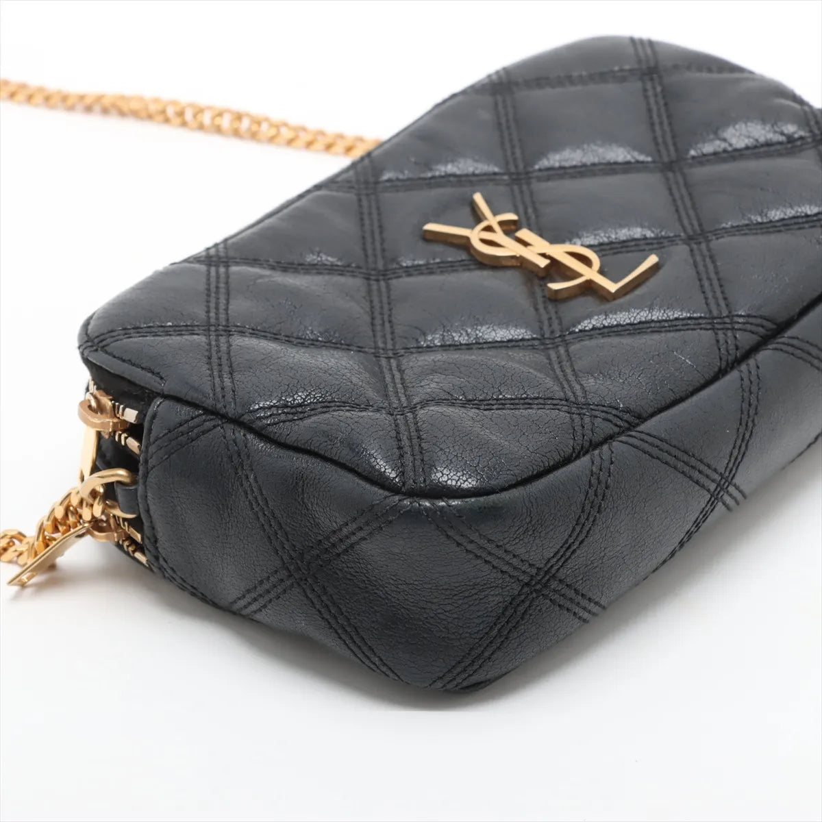 Saint Laurent Paris Becky Leather Chain Shoulder Bag Black