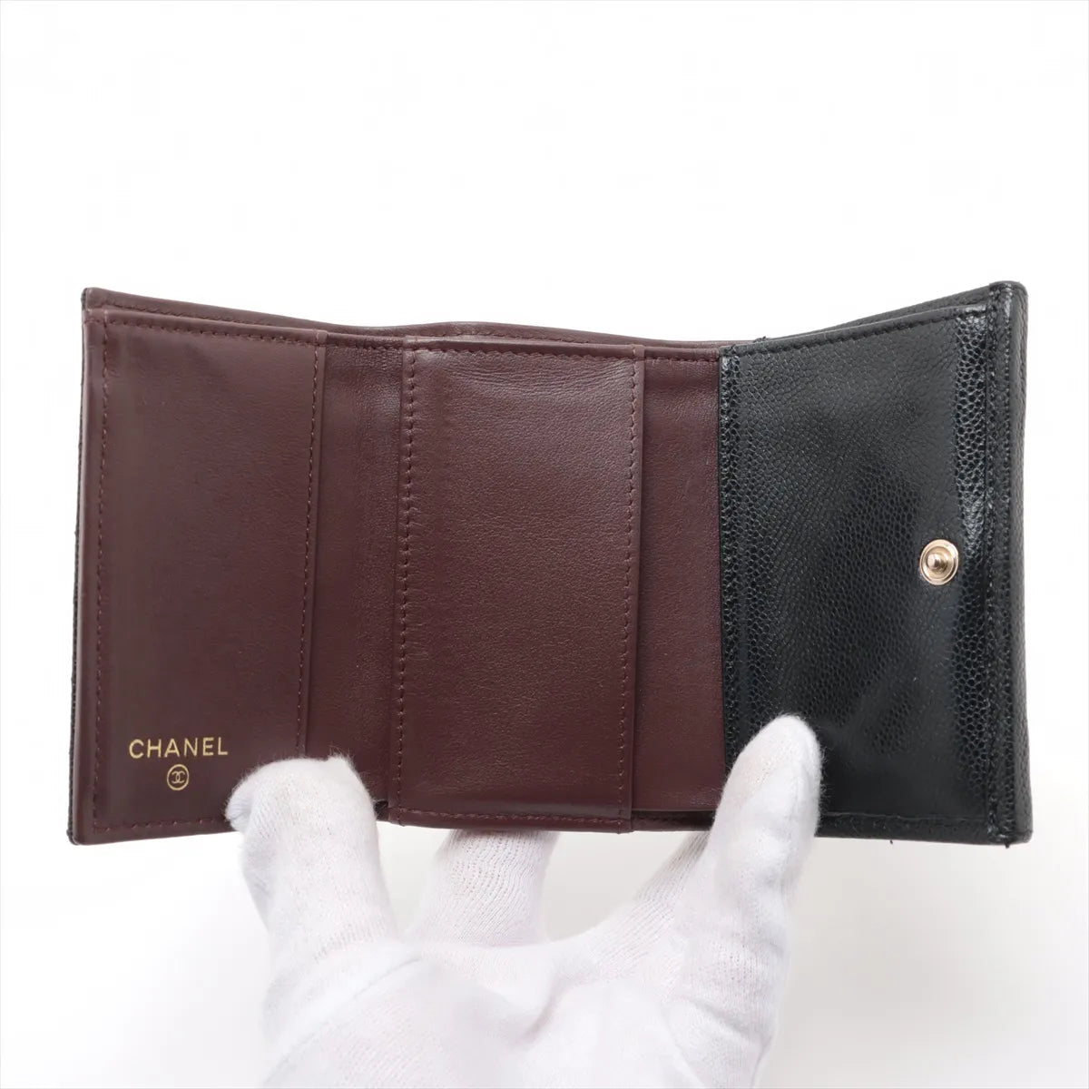 Best Seller Buy Second Hand Chanel Matelasse Caviar Skin Compact Wallet Black