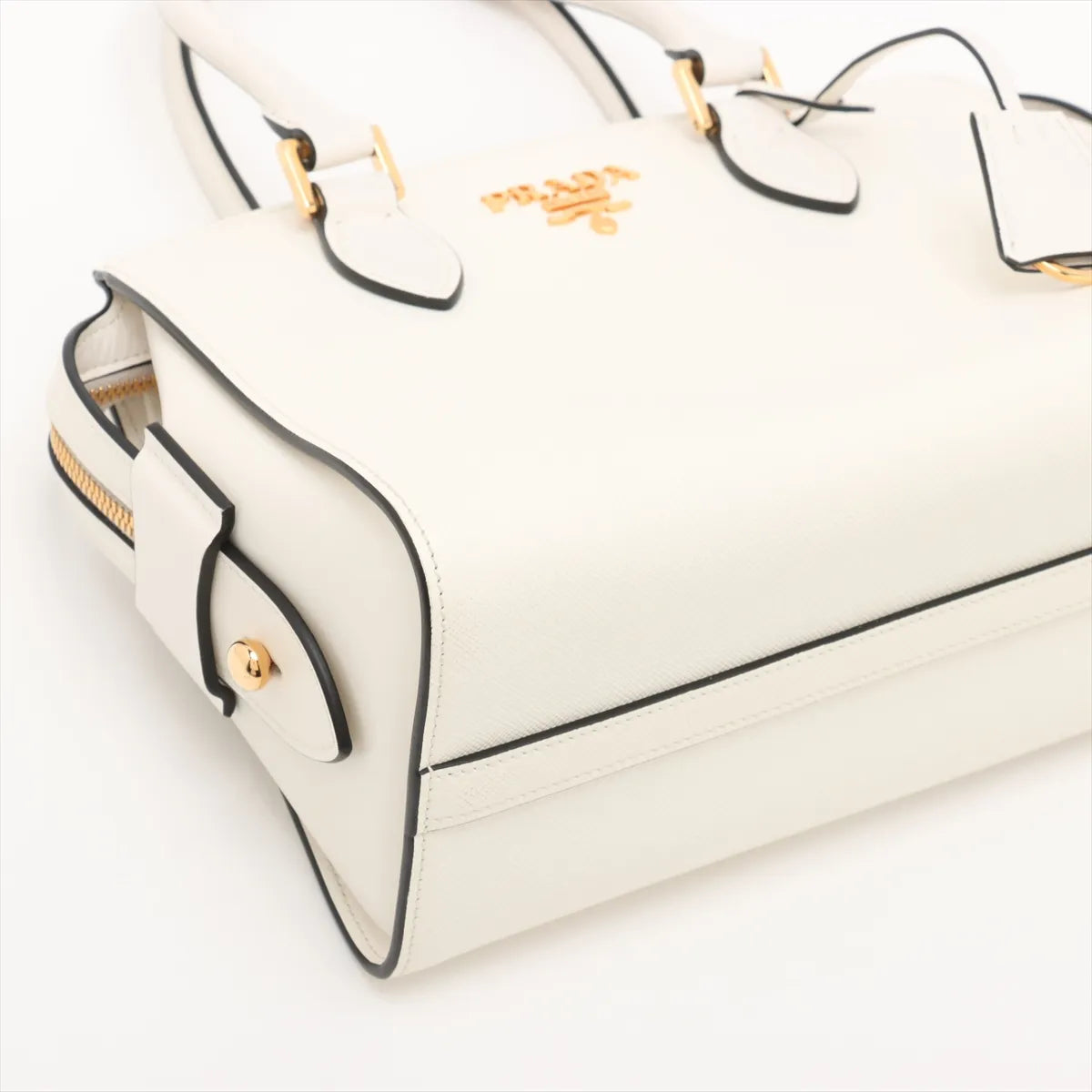 Prada Saffiano Leather Two-Way Handbag White