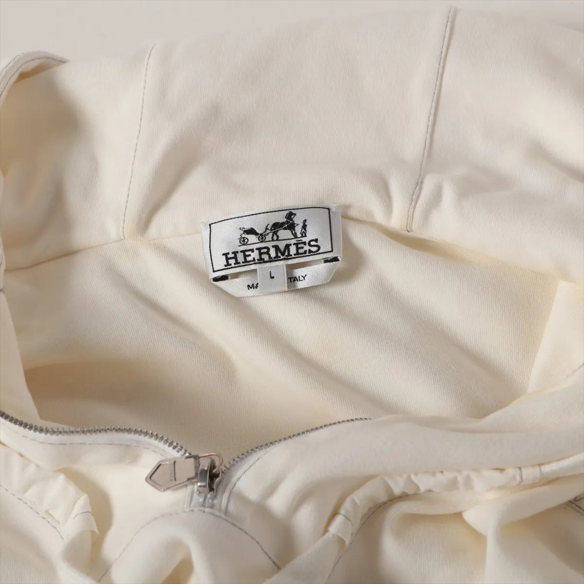 Hermès Cotton Hoodie Short Sleeve Shirt White