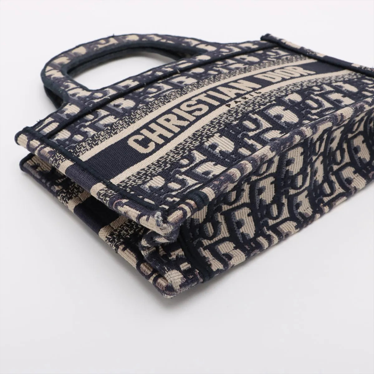 Christian Dior Oblique Canvas Mini Book Tote Navy Blue