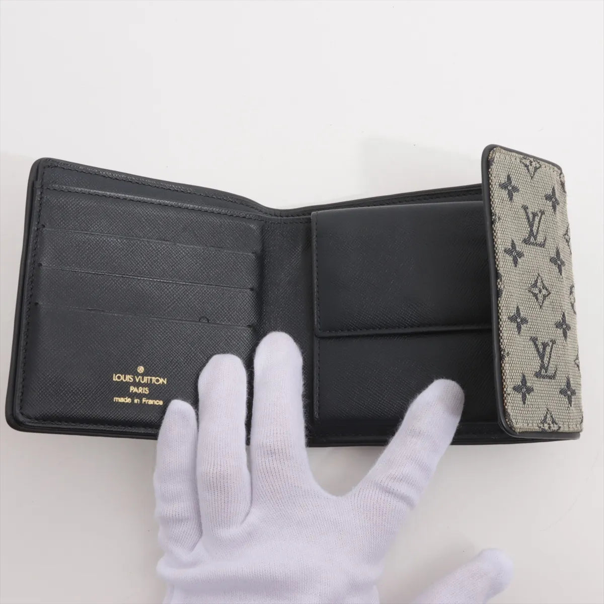 Louis Vuitton Monogram Mini Lin Compact Wallet Gray