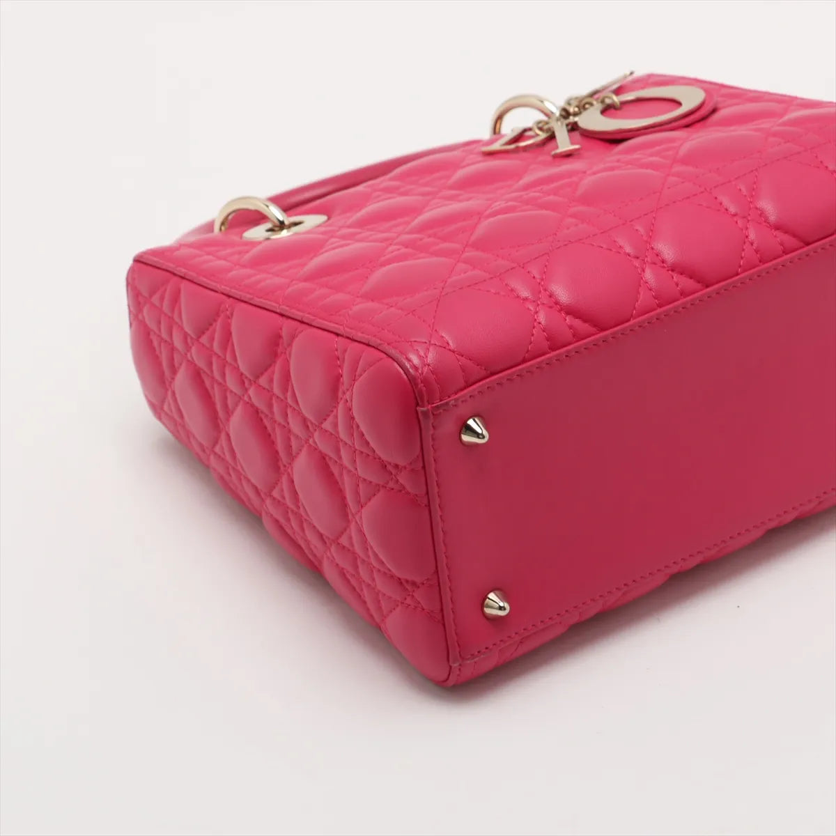 Christian Dior Lady Dior Cannage Leather Handbag Hot Pink