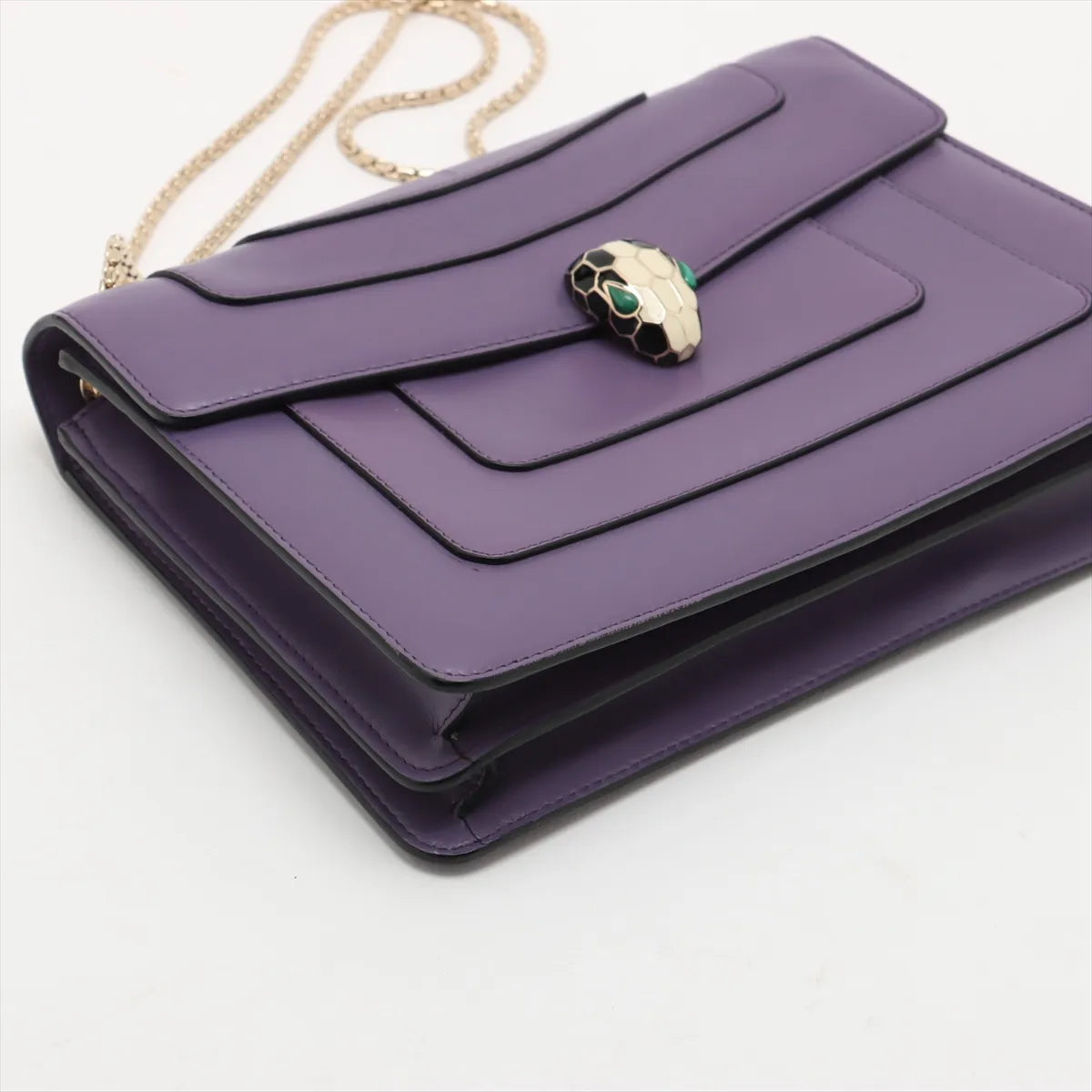 Bvlgari Serpenti Forever Leather Chain Shoulder Bag Purple