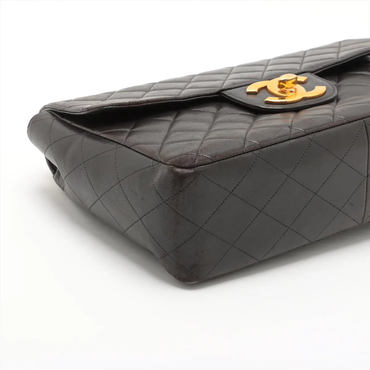 Chanel Dekamatrasse 30 Large Lambskin Double Flap Double Chain Bag Black