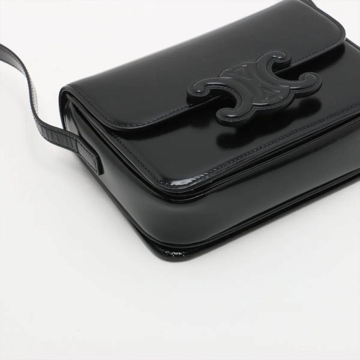 Buy Celine Triomphe Teen Leather Shoulder Bag Black