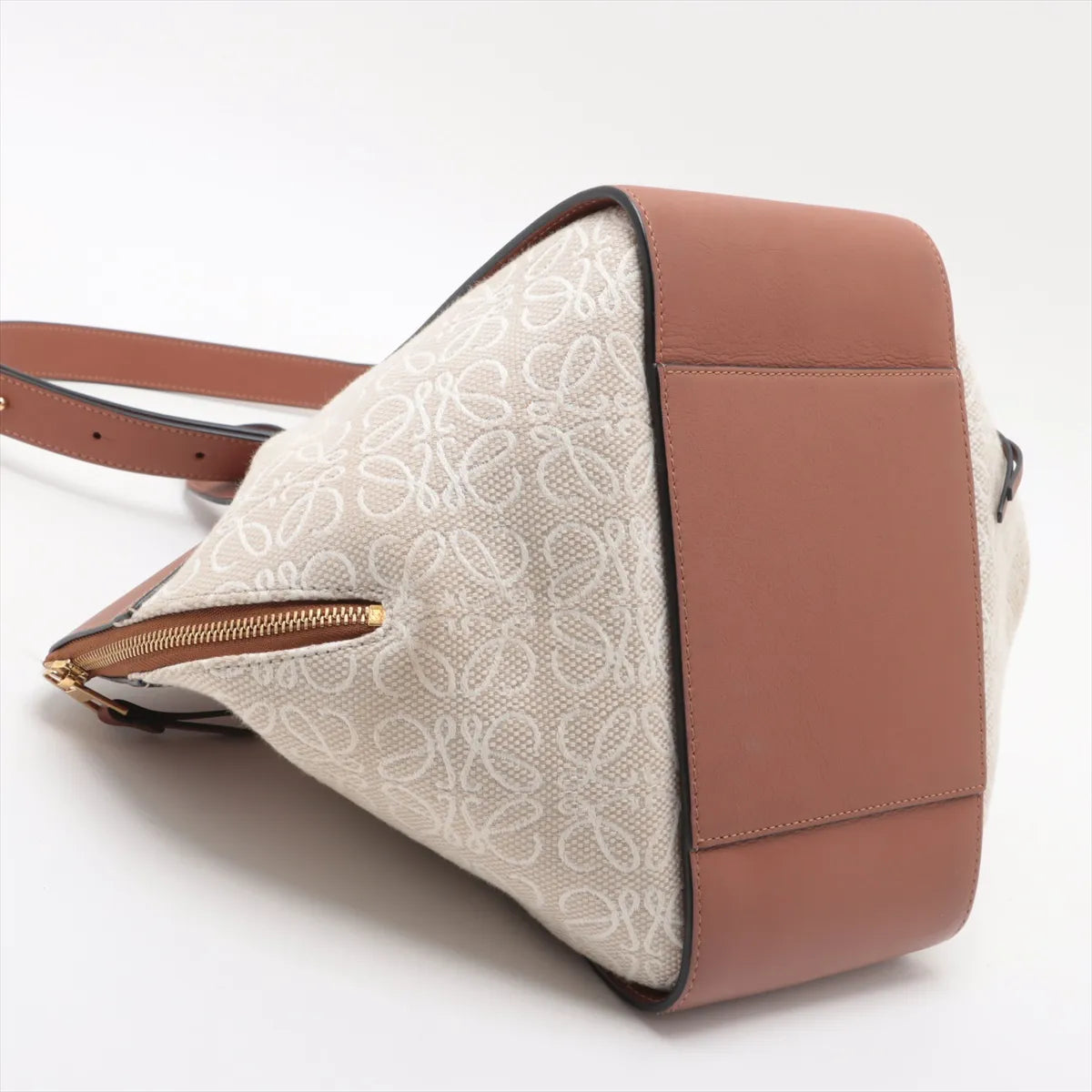 Loewe Hammock Small Canvas Leather Two-Way Shoulder Bag Beige x Brown