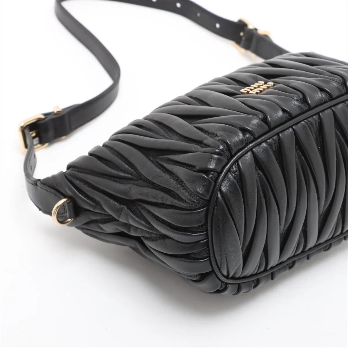 Miu Miu Matelasse Leather Shoulder Bag Black